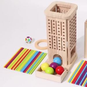 3 in 1 Wooden Stick Pulling Game Early Childhood Education Color Sorting Toy