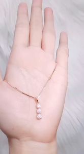 Kalung Titanium Rantai Set Lionel Baris Permata Tiga