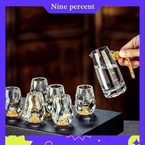 Nine percent Sang trọng pha lê thủy tinh Vodka thủy tinh Sake Shochu Thanh thủy tinh rượu mùi đôi đáy vàng lá thủy tinh cốc trà quà tặng cao cấp rượu mạnh
