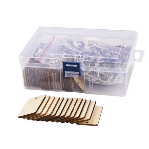 100Pcs Blank Wooden Keychain Set Rectangle DIY Wood Keychain Key Tags