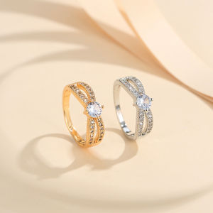 LANME JEWELRY Cincin Mewah Titanium Kristal Berlian Fashion Aksesoris Anti Karat Dan Luntur Y091