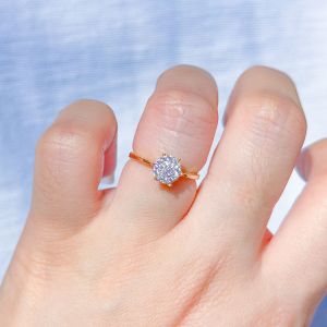 Cincin emas asli kadar 700 70 16k diamond look solitaire ring