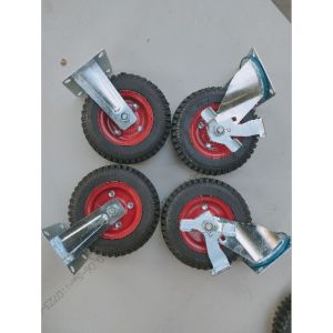 Combo 4 Bánh Xe Cao Su 20Cm Mâm Đỏ 2 Tĩnh 2 Khóa