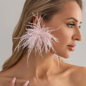 WAPKTY Multi-color Feather Feather Earrings Ins Luxury Exaggerated Style Geometric Rhinestone Earrings Sparkling Crystal Shiny Rhinestone Boho Drop Earrings Women Daily Wear