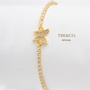 TBK 18K Gold Cubic Zirconia Butterfly Bracelet Anklet Accessories for Women Hypoallergenic 300b