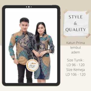 BATIK - CAHAYA BATIK FASHION - BATIK COUPLE 001 - KATUN PRIMA - SIZE M L XL XXL XXXL - TUNIK BATIK WANITA - ATASAN BATIK WANITA - BATIK WANITA LENGAN PANJANG SERUT - BAJU BATIK WANITA - RESLETING BELAKANG - KERAH SHANGHAI - KEMEJA BATIK - BATIK KANTOR