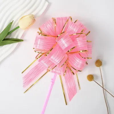 โบว์ริบบิ้น DIY ลายเปลือกไม้ ใหม่ล่าสุด ดึงมือดอกไม้ 1 ชิ้น สําหรับงานแต่ง ห่อของขวัญ ขนาดใหญ่