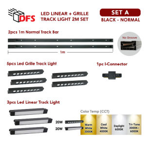 DFS LED LIGHT LED Linear  + Grille Track Light / Linear  + Foldable Track Light 2M (2pcs 1M) Track Complete Set