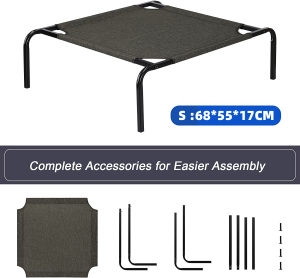 Elevated Outdoor Dog Bed Portable Indoor & Outdoor Pet Hammock Bed with Skid-Resistant Feet Frame with Breathable Mesh