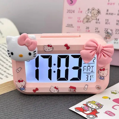 Sanrio Mini Luminous Alarm Clock Jam 三丽鸥迷你夜光闹钟时钟 Pemasa Comel Pelbagai Fungsi Cute Cartoon Reminder Timer
