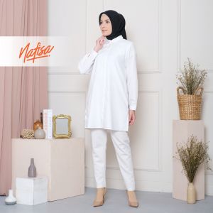 Nafisa Tunik Fleksibel Day - Kemeja Tunik Day to Day Toyobo Size Lengkap - Merah Hati