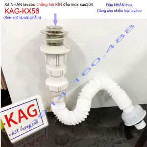 Xả nhấn tay lavabo KAG-KX58 chống trào ngược ngăn mùi hôi bộ xả chậu rửa mặt thoát nước nhanh co bẻ ( xả ruột gà nhựa trắng)