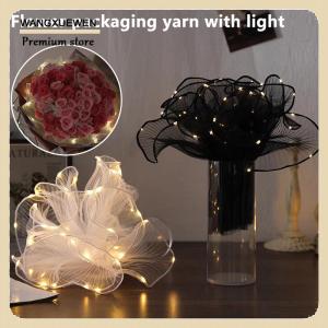 [COD] 1Pcs LED Flower Wrapping Paper With Lights Lace Mesh Wave Yarn Florist Bouquet Packaging Decoration Wedding Birthday Gifts