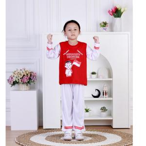 Setelan Anak Kaos Kemerdekaan 17 Agustus Merah Putih Katun 3 - 8 Tahun
