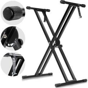 🇸🇬 Heavy Duty Double-X Keyboard Stand Adjustable & Portable Digital Piano Stand with Locking Straps
