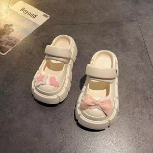 [Free Shipping] WomenS Thick-Soled Clogs For Outdoor Wear 2026 Summer New Style Sandals With Bow And Closed-Toe Design