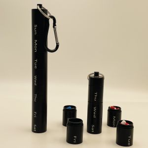 Airtight Waterproof 7 Days Aluminum Alloy Metal Pill Box Portable Pill Cases Metal Pocket Pill Boxes Keychain for Purse for Travel 7 Compartment Waterproof Daily Pill Container HolderStorage Organizer Container