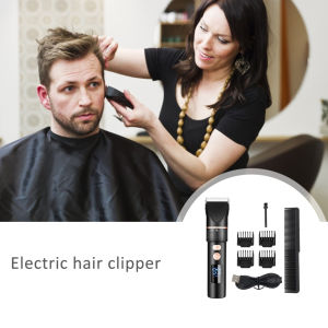 ปัตตาเลี่ยนไฟฟ้าชาร์จได้เครื่องตัดผมใบมีดเซรามิคไทเทเนียมร้านเสริมสวยผู้ชายตัดผมเครื่องตัดผมจอแสดงผล LCD