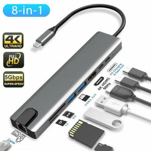 Elecstore 8-in-1 / 5-in-1Type-C 3.1 Hub with 4K HDMI RJ45 USB SD/TF Card Reader and Fast PD adapter macbook Laptop and More abby