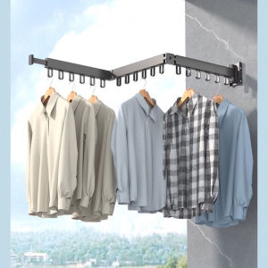 HANGDIAN(จัดส่งฟรีทั้งร้าน)ราวตากผ้า ราวตากผ้ายืดได้ ที่ตากผ้า ราวตากผ้าแบบยืด/หด ติดผนัง ราวตากผ้า ราวแขวนผ้า ไม้แขวนเสื้อ