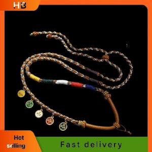 HB Tibetan Hand-Rubbed Cotton Rope Zhaqilam Dzi Bead Necklace Rope Amulet Chain Pendant Hanging Rope