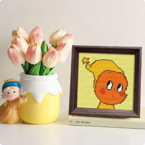 15*15cm Cute Cartoon Cross Stitch Embroidery with Photo Frame Table Ornaments Cartoon Animation Embroidery DIY Handmade Gift