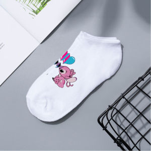 ZEEMIN Halloween Christmas New Disney Lilo Stitch Short Boat Socks Spring Summer Cartoon Breathable Socks for Men and Women Cute Fashion Trendy Short Socks