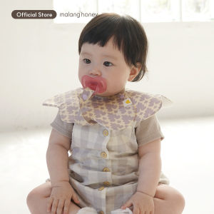[Malang Honey] Korean 100% Pure Cotton Dry Air-Mesh Baby Rolling Bib for Baby Feeding/Drool Saliva (0-3years old) with Pacifier Clip - Cape Air