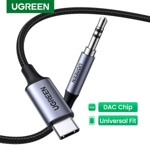 UGREEN USB C to 3.5mm Audio Adapter with DAC Chip for iPad pro 2018/2020 SAMSUNG S10 S20+ Note 10/Oneplus 7T Pro/Surface Pro 7/Xiaomi 8/9/10/MacBook Pro 2019 vivo V19 vivo v17pro Headphone Audio Adapter