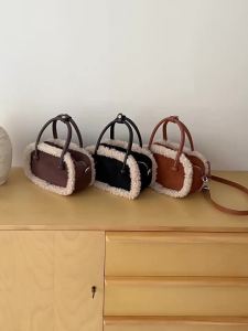 Winter New Niche Suede Handbag High-end Retro Plush Patchwork Casual Crossbody Shoulder Bag for Women  #1826