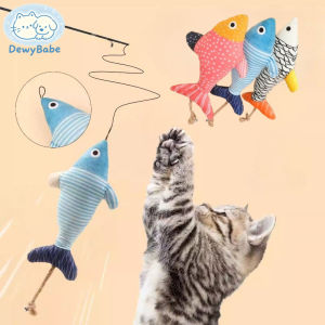 DewyBabe Cat Toy Fish Teeth Grinding Plush Toy Catnip Chew Interactive Relief Teasing Training Toy kucing