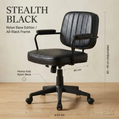 BLH Computer Chair Movable Armchair With Wheels Adjustable UP Leather Waterproof Scratch Resistant Nylon and Steel Legs High Load-bearing Office Chair