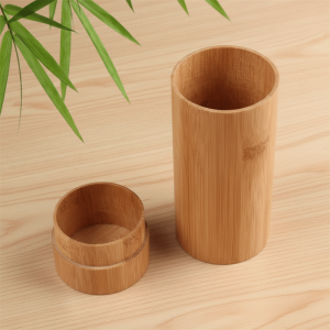 LIEYH Column Shape Bamboo Glasses Case Retro Brown Natural Wood Wooden Sunglasses Box Eco Friendly Holder Smooth Finish Cylinder Eyewear Case Drivers