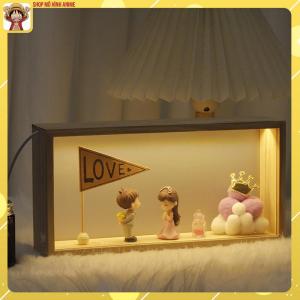 Hộp Đèn Khung Gỗ Cặp Đôi Tình Nhân Tình Yêu Đèn USB Để Bàn Trang Trí Sáng Tạo Quà Tặng Kỷ Niệm Ngày Cưới Valentine