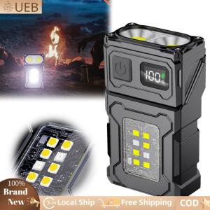 [Ueb Flagship Shop]COB SMD Hat Clip Light 500LM Portable Work Light Power Display Powerful Mini Torch Rotatable for Camping Fishing Walking