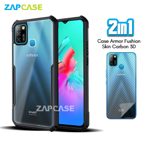 Case Infinix Smart 5 Armor Fushion Casing Free Skin Karbon
