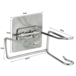 Hair Dryer Holder Blower Organizer Stainless Steel Adhesive Wall Mounted Hook No Drilling Storage Rack for Bathroom