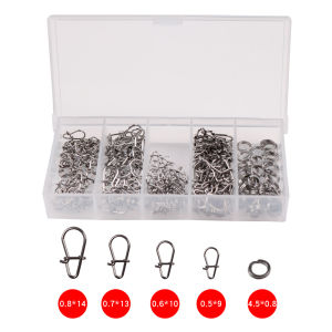 200PCS Fishing Swivel Snap Lure Connector Stainless Steel Fishing Tackle Accessories for Freshwater Saltwater Fishing
