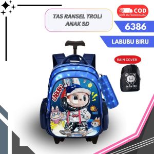Tas Troli ransel Anak Sekolah  SD Laki laki/ Perempuan Untuk Anak Cowok/Cewek SD + pensil case 6386