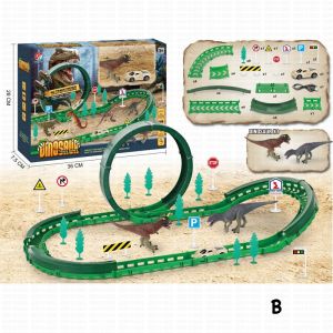 Dinosaur Track Car Playset Loop Track Speed Racing with Dinosaur & Accessories Kids Educational Toy Boys Dinasour Kereta