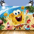 SpongeBob Birthday Theme Party Background for Children Birthday Party Photo Backdrop Banner Party Decoration. 