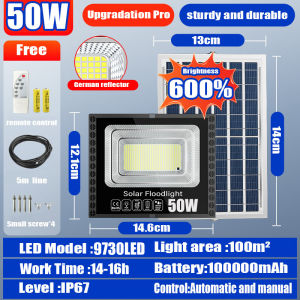 【BUY 1 TAKE 2】98 pesos solar flood light 100W outdoor waterproof IP67 original 606LED 680000mAh with solar panel  garden lamp room night light bulb for courtyard automatic with remote control christmas decorations 2024 As low as 129 pesos