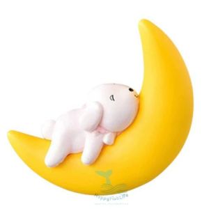 Floating Aquarium Decoration Moon with Bear Cat Rabbit Dog