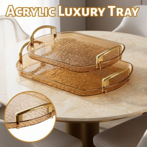 Acrylic Tray Food Grade Plastic Fruit Snack Tea Cup Storage Tray With Double Ear Handle Home Serving
