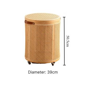 Sacesr Simple Rattan Laundry Baskets Multi-function Movable Laundry Baskets Household Plush Toy Storage Bucket Portable Home Storage X2Z8B