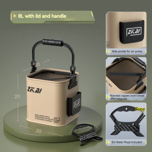 8L/13L EVA Fishing Bucket with Handle Portable Folding Bait Bucket Multifunctional Fishing Gear Storage Container