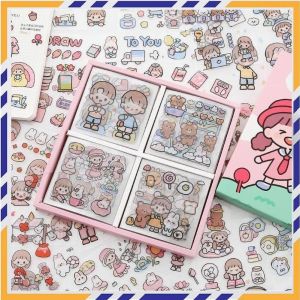 Hộp Sticker 100 Tờ - Sticker Hình Dễ Thương Dán Số Trang Trí Cốc Laptop Bút - Hạng Xịn Hộp Đẹp