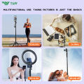 TNW S30 Four Corners Selfie Stick Tripod with Bluetooth Remote 360°Rotation with fill light Compatible IOS/Android/GoPro for Video Vlogging. 