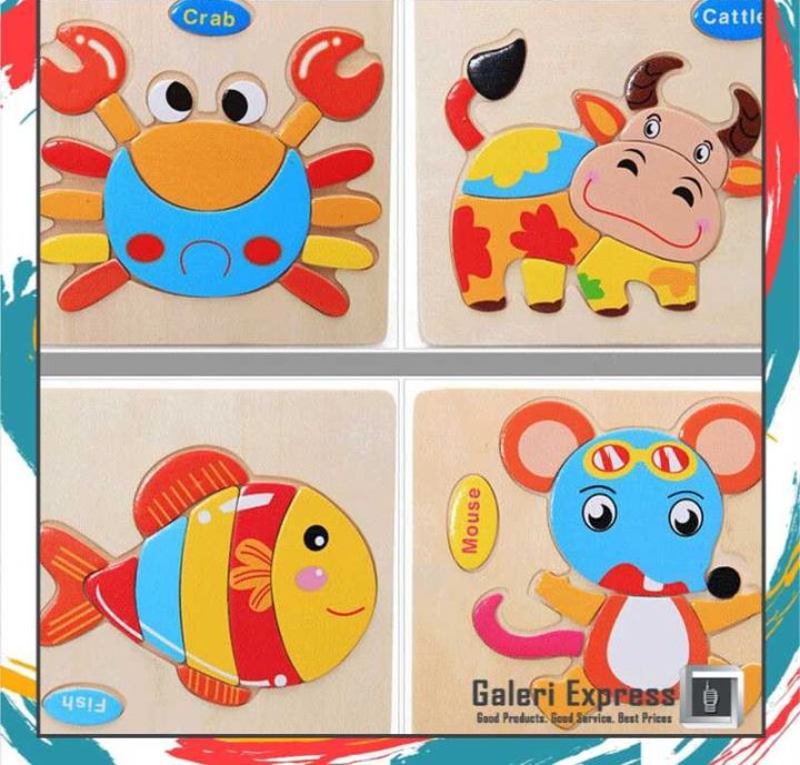 Mainan Anak Puzzle 3D Material Wooden Dimensi 15 x 15 cm Lazada