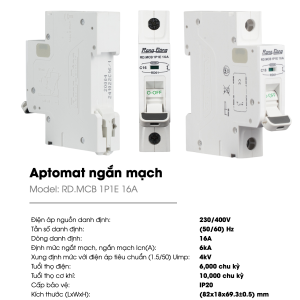 (Rạng Đông) Aptomat ngắn mạch RD.MCB 1 cực 1P1E 2 cực 2P2E 3 cực 3P3E Tự động ngắt quá tải